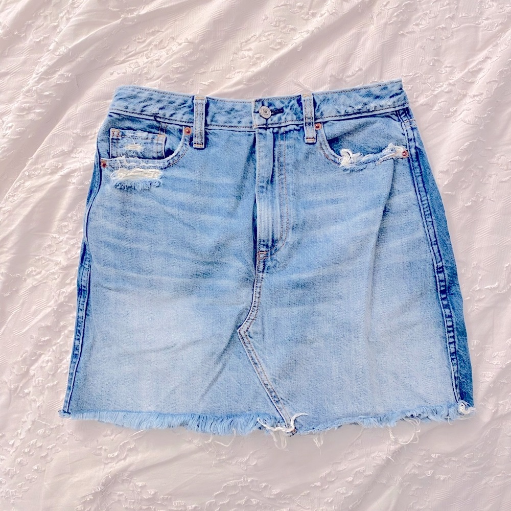 abercrombie high waisted denim skirt